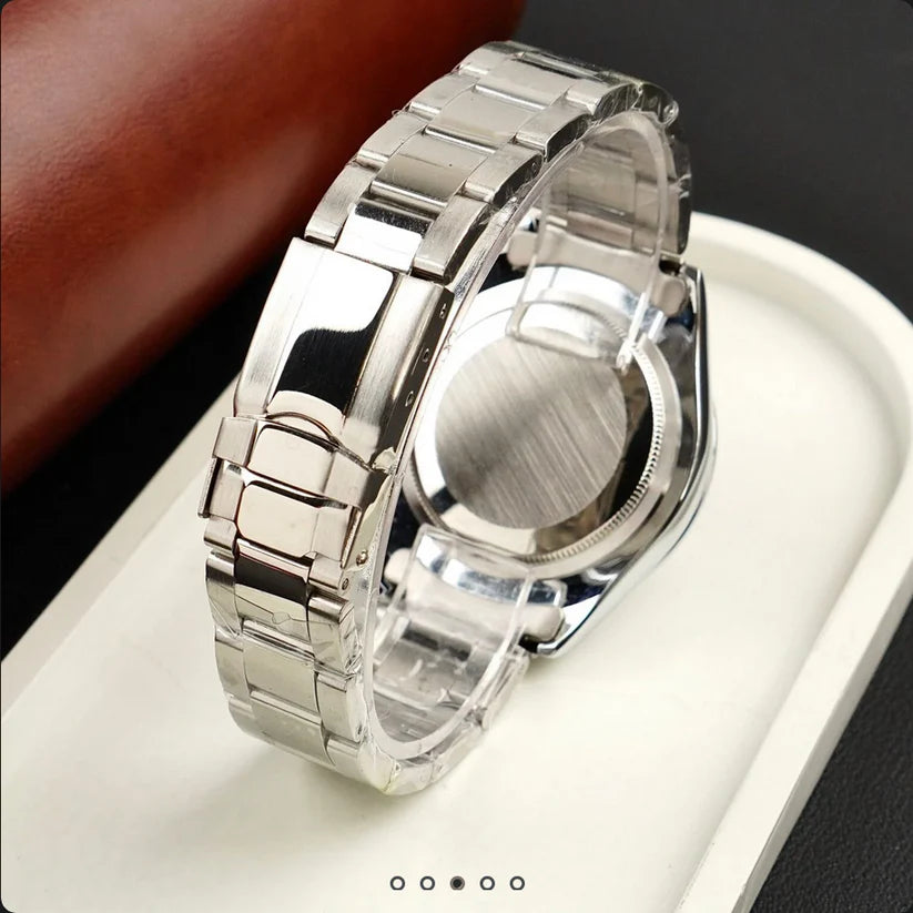 Premium Day Date Two Tone Silver and Green Dial Watch