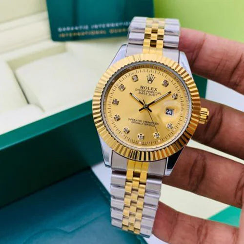 Premium Day Date Two Tone Silver Gold Dial Watch