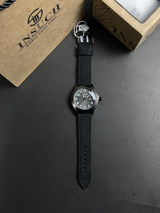 INSUCH MEN'S WATCH ,Quartz Machine With Leather Strap