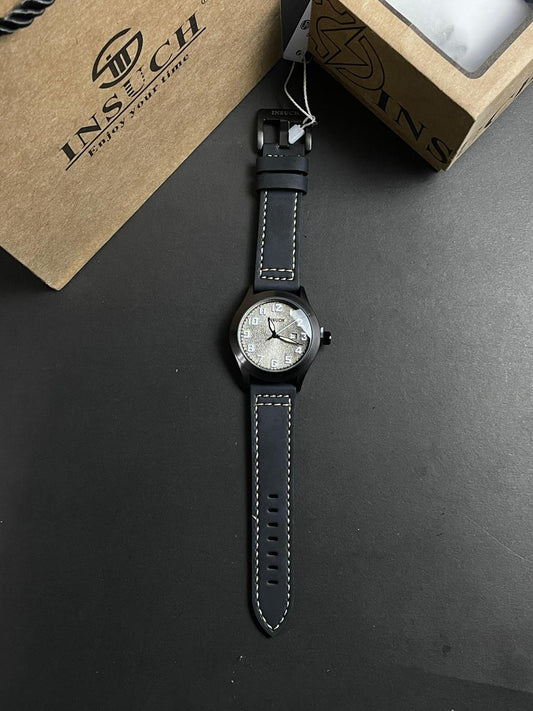 INSUCH MEN'S WATCH ,Quartz Machine With Leather Strap