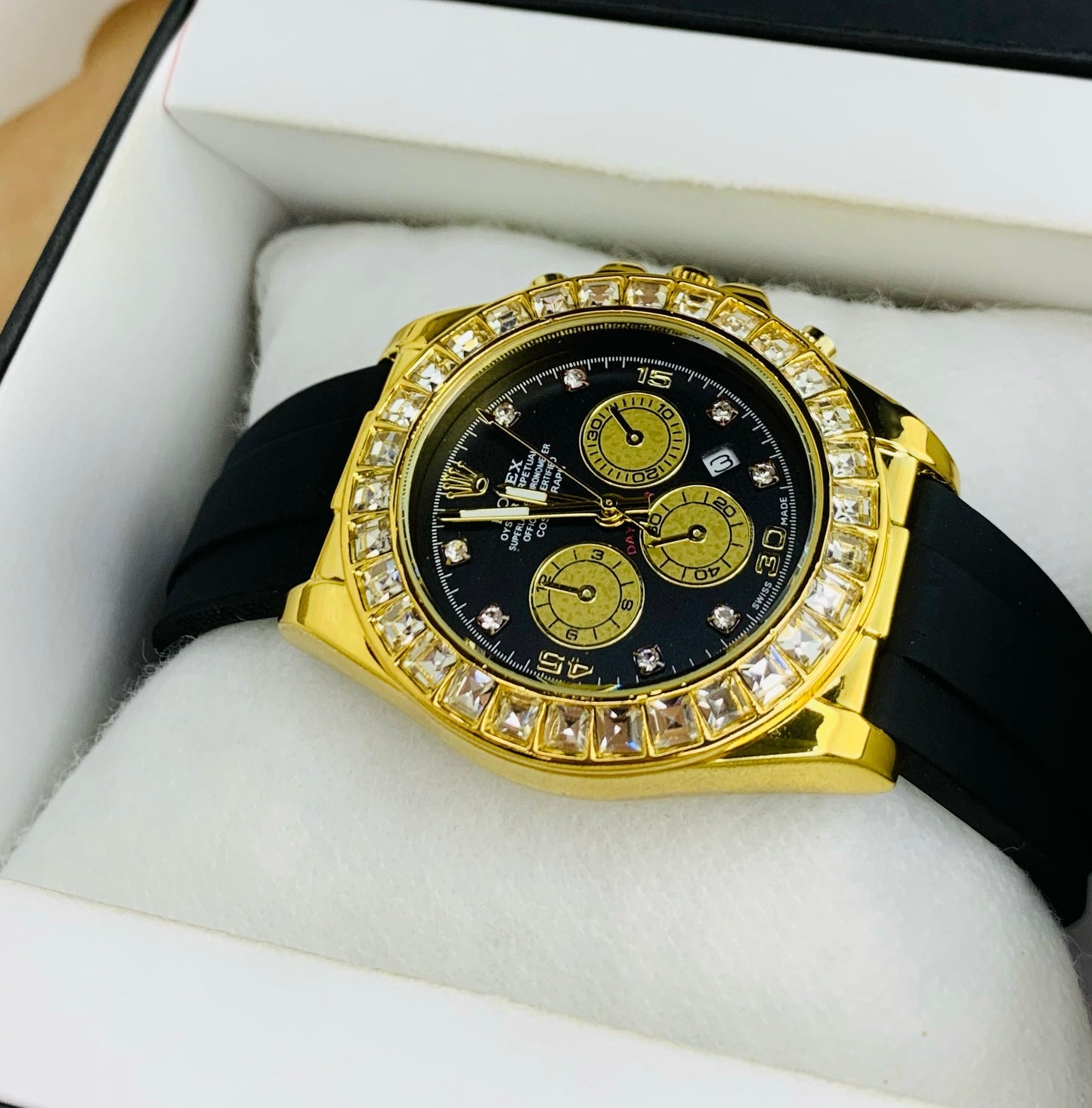 Rolex Daytona Tiger Eye Gold With Diamond Bezel Dial Men’s Watch