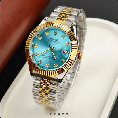 Rolex Date Just Two Tone Tiffany Blue Dial Men's Watch