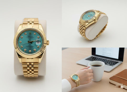 Rolex Date Just Two Tone Tiffany Blue Dial Men's Watch