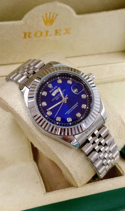Rolex Date Just Two Tone Blue Dial Men's Watch