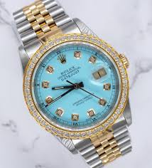 Rolex Date Just Two Tone Tiffany Blue Dial Men's Watch